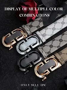 New Alloy Automatic Buckle Belt, Vintage Plaid Print Waistband, Business Casual Fashionable Versatile Pants Belt, Simple Unique Style