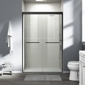 BUILDEPOT 44"-48" W x 72" H Double Sliding Shower Door - Semi-Frameless Bypass Sliding Door, 1/4" (6mm) Tempered Glass with Safety Film, Aluminum Frame, D03-48,summervibes
