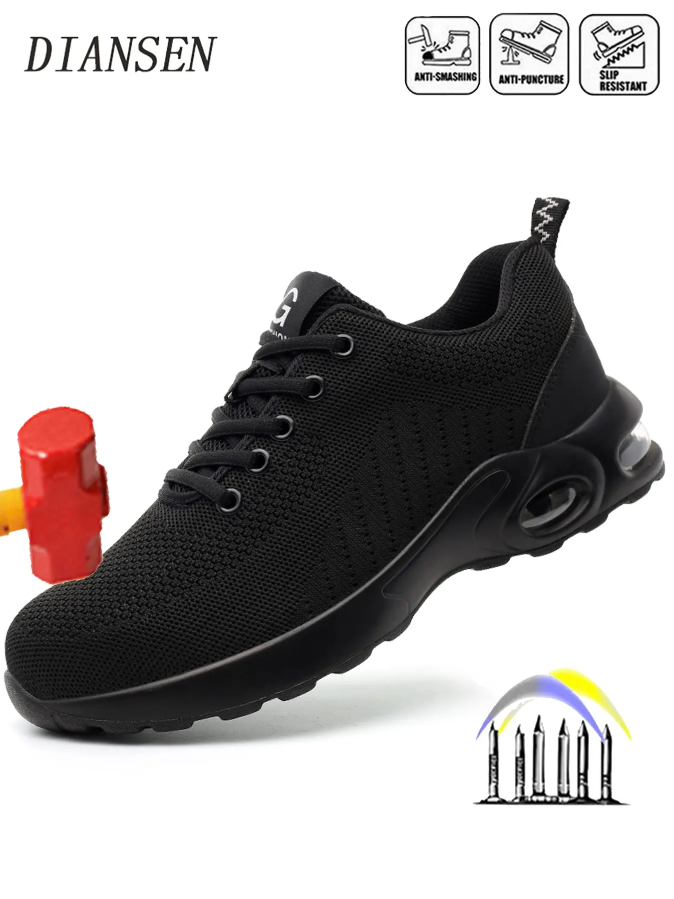 Steel Toe Shoes Lightweight Comfortable Breathable Safety Fashion Shoes with Puncture Resistant , Anti-smash，Indestructible Work Shoes for Construction and Warehouse Outdoorwork Walking Shoes
