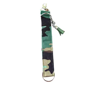 Kimmi Jo Charmable Wristlet Keychain Camoflauge Patterns Cotton Fabric with Interfacing Flexible Use Split Ring Keys Swivel Clip Charm Bar D Ring Tassels Strong Durable Fabric Washable Easily Changeable Fun Colorful