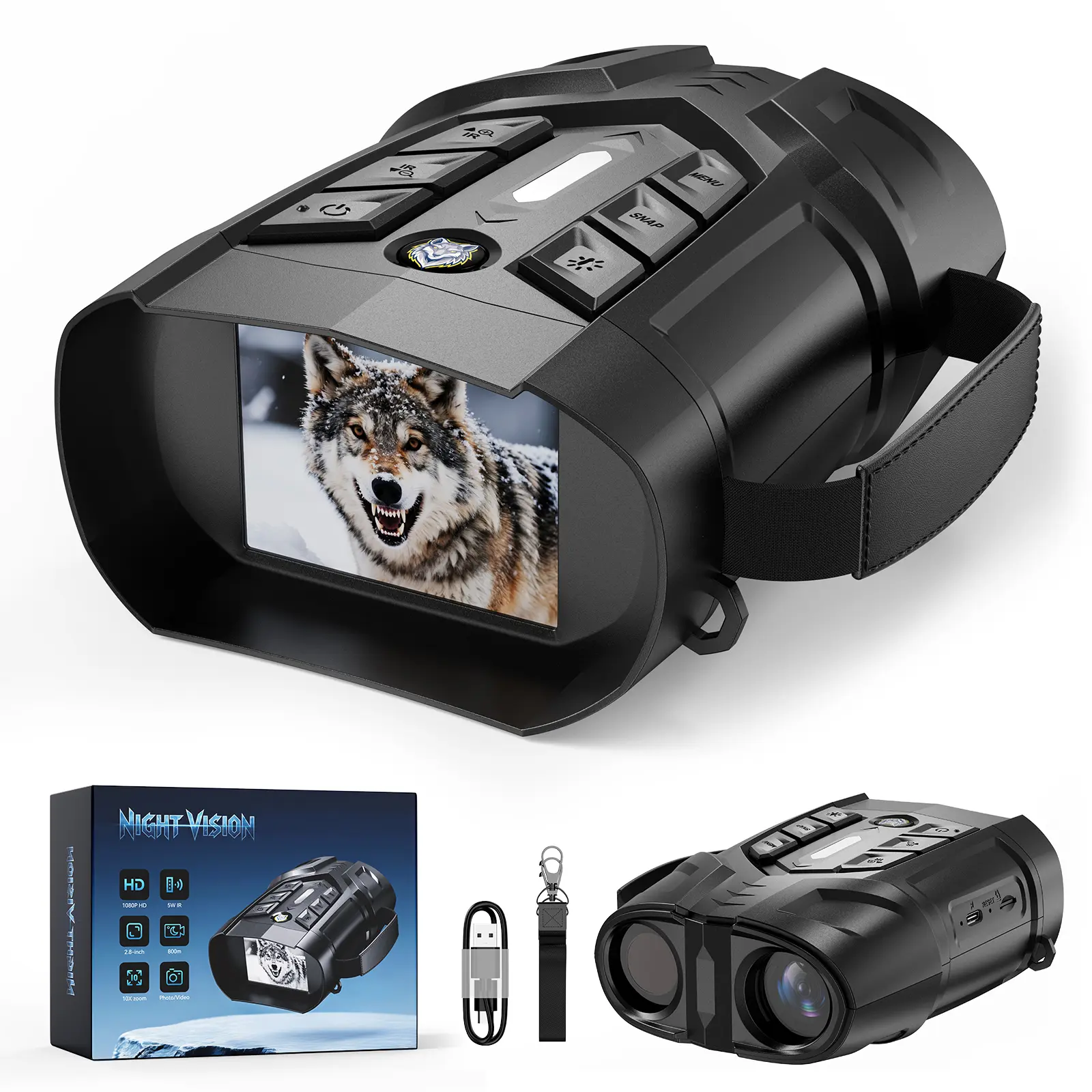 Digital Night Vision Goggles with 2.8" HD Display- 10x Magnification Binoculars Style, Infrared Night Vision for Hunting, Camping, Wildlife, Supports Photo/Video, Christmas Gifts
