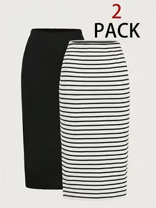 Women's Casual Striped Skirt Set, Pencil Skirt, Summer Long Skirt, Business Casual, Back to School, Teacher, Office Work, Vintage Style