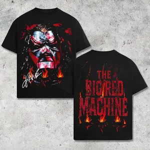 [WWE] Kane The Big Red Machine Wrestling Graphic T-Shirt, WWE Legend Inspired Streetwear Tee, Fire Mask Horror Design, Attitude Era Retro Shirt, Black Cotton Oversized Unisex Casual Outfit, Vintage Fan Apparel Gift