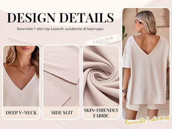 EKOUAER Spring Women's Two-Piece Pajama Set Summer Casual Oversized V Neck Split Hem Shirts & Shorts Minimalist Lounge Wear Soft Viscose Fabric Comfy Homewear Cozy Pjs For Everybody S-2XL lightweightruns small EKOUAER Spring Women's Two-Piece Pajama Set Summer Casual Oversized V Neck Split Hem Shirts & Shorts Minimalist Lounge Wear Soft Viscose Fabric Comfy Homewear Cozy Pjs For Everybody S-2XL lightweightruns small