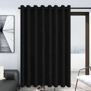Blackout Room Darkening Thermal Wide Panel Curtains for Bedroom 100 x 84 Inch Black 1 Panel