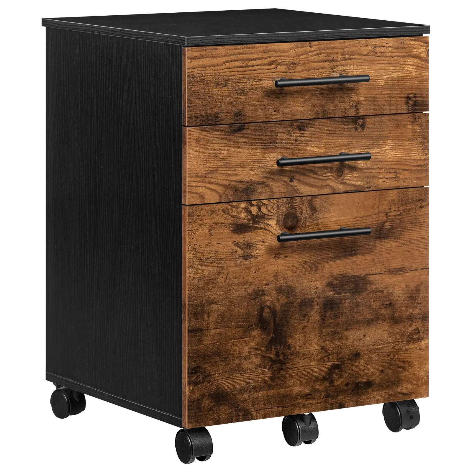 HOOBRO 3-Drawer Wooden Under Desk Filing Cabinet fits A4/Letter Size for Home Office, Small Rolling File Cabinet, Printer Stand, Hanging File Folders, Rustic Brown and Black #SummerVibes