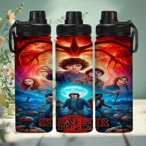 1pc 20oz The Demogorgon Comes to Hawkins Stainless Steel Travel Mug with Leak-Proof Lid and Handle, Keeps Drinks Hot or Cold, Ideal for Halloween and Christmas Gifts, Camping Coffee Cup Water Bottles