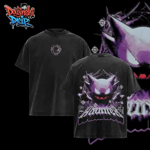 [Doujinshi] Vintage Spooky Gengar Acid Washed T-Shirt Unisex Oversized Anime Manga T-Shirt Heavyweight Cotton Tee for Anime Fans, Pocket Monster merch, T-shirt anime gift, Anime Streetwear, graphic tees