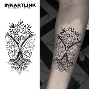 INKARTLINK Tattoo Tech, 2 Sheets Semi-Permanent Temporary Tattoos ,Henna 2,Adult Art Design,Lasts 1-2 Weeks, Waterproof, Realistic Look, No Adhesive, No Reflection,For Man And Woman,Ideal for Swimming, Party
