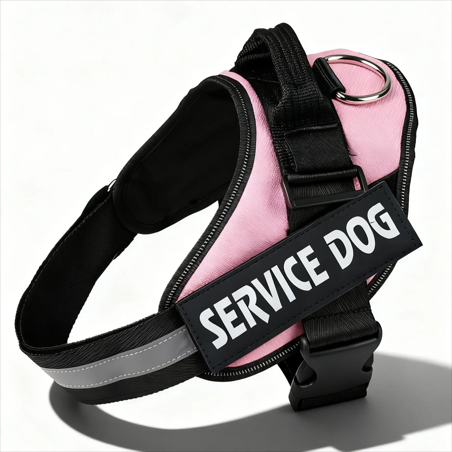 Service Dog Adjustable Harness - 3M Reflective Night Safety, Quick-Adjust Straps, No-Pull Design, Anti-Chafe Breathable Nylon Handle, Velcro Closure for Small-Large Dogs