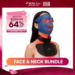 INIA GLOW 940nm 4D Face Mask & Neck Mask Bundle, Deep Dual NIR Repair (940+850nm), Cooling Therapy for Lift, Glow & Wrinkle Reduction, Face to Chest Anti-Aging,Mother's Day Special Gift