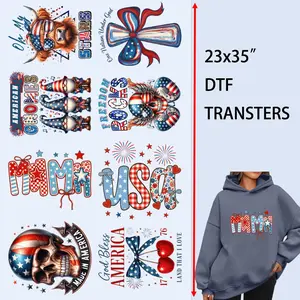 8 PCS/Set Iron on Transfers July 4th Independence Day DTF Transfers Ready to Press Heat Transfer Stickers Iron on Decals for T Shirts Hoodie DIY Crafts Summervibes