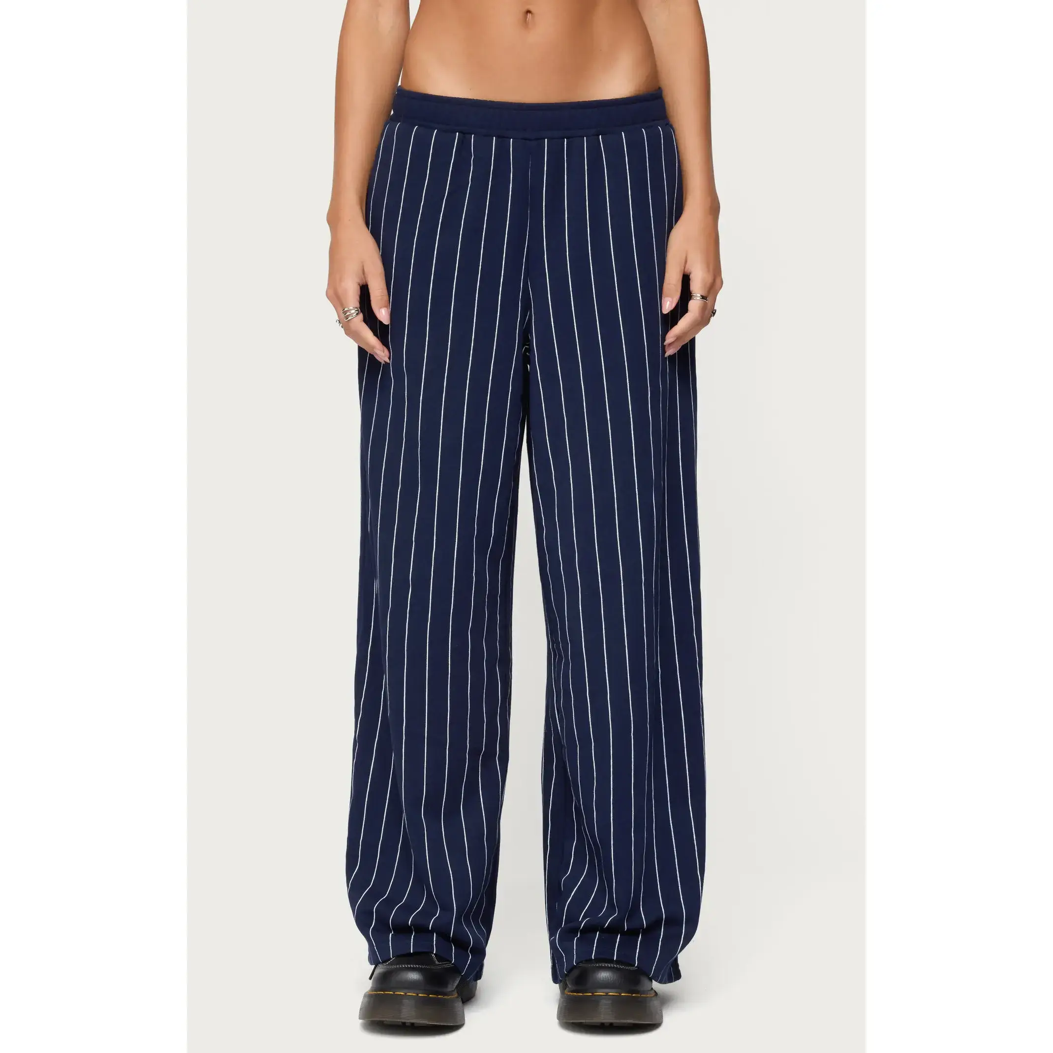 Edikted Women's Mercer Pinstripe Wide Leg Sweatpants