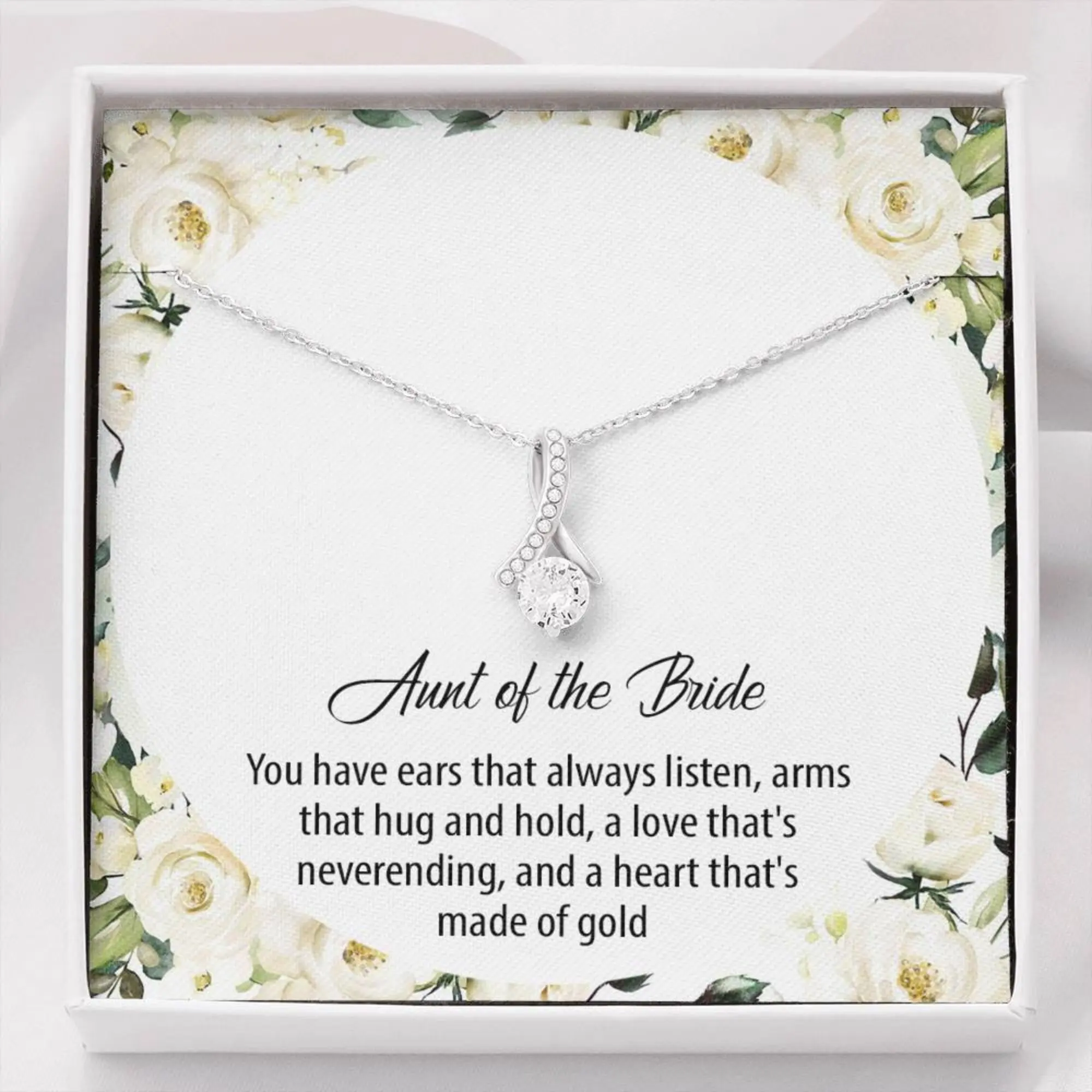 Aunt of the Bride Necklace - Alluring Beauty Gift for Wedding Day, Meaningful Message Card Inside, Family of Bride Gift