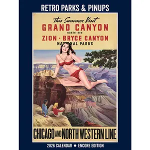 Asgard Press 2026 Retro Parks & Pinups Encore Edition Calendar - Vintage Pinup Art and National Park Posters | Unique Wall Art | Pinup Lover Gift