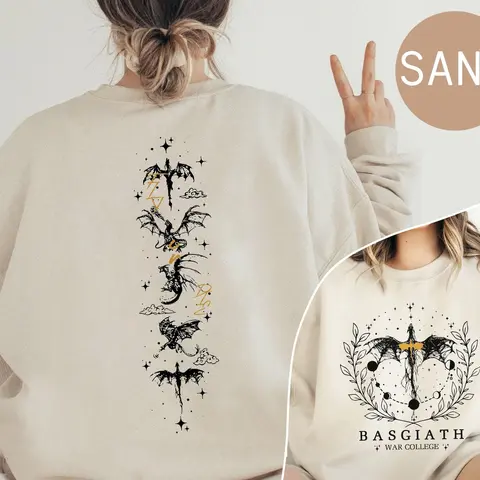 Basgiath War College 2 Sided Sweatshirt, Vintage Fourth Wing Crewneck, Dragon Rider Sweater, Fourth Wing Hoodie, Bookish Sweatshirt, Booktok Sweater