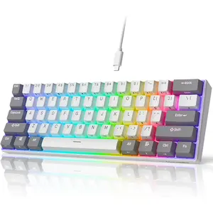 i61 Mechanical Keyboard 60 Percent, Wired RGB Gaming Keyboard, 61  Compact Mini Custom Keyboards for PC/ Gamer, Hot Swappable Linear Red , Grey and White