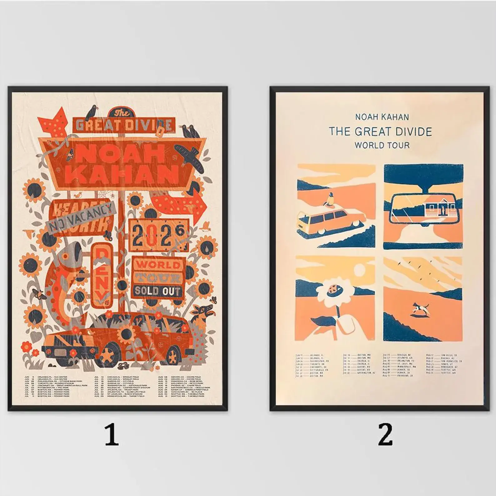 (No Frame) The Great Divide Tour 2026 Poster, Noah Kahan Merch