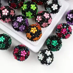 20mm 30/60PCS sugar-flower rhinestone beads,cute  large acrylic beads suitable for DIY jewelry, bracelets, necklaces, keychains, and phone chains