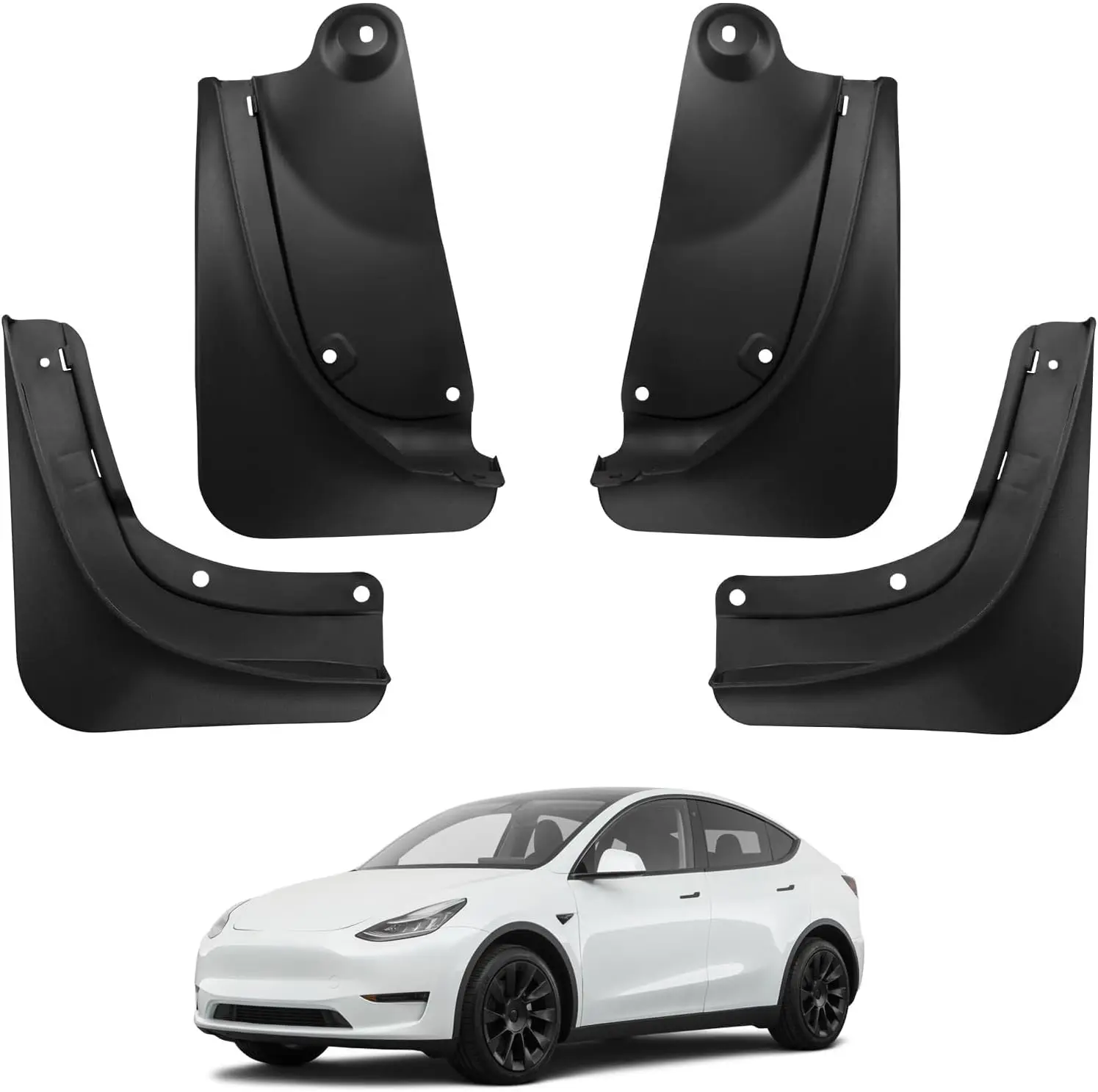 2026 Upgraded Automotive Mud Flaps Splash Guards for Tesla Model Y 2020-2024, Set of 4 I All-Weather Paint Protection, OEM-Style Fit, No-Drill Installation, Low-Drag Profile, Safe GroundClearance, Flexible Design