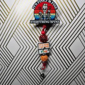 Badge with Beads and Reel Attached for Office Supplies