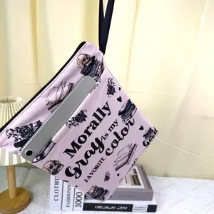 Skull Pattern Waterproof Zipper Book Cover with Pockets Stylish Book Protector File Organizer for School Daily Outdoor Use