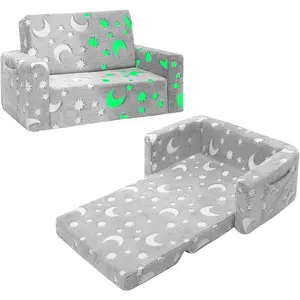 Couch, Fold Out  Sofa Chair,  Convertible Sofa to Lounger Pull Out Couch, Glow in The Dark Sofa Chair for Boys and Girls Large (Grey)..., MS-20230624