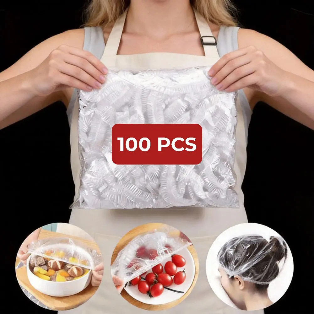100Pcs Reusable Plastic Bowl Covers – Elastic Food Storage Covers for Sourdough Bread Proofing, Kitchen & Outdoor Use, Fits Bowls Up to 10" summervibes