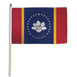 12x18in Mississippi Polyester Stick Flag - Wooden-Plastic Decoration Banner with Bright Colors for Home, Party Supplies