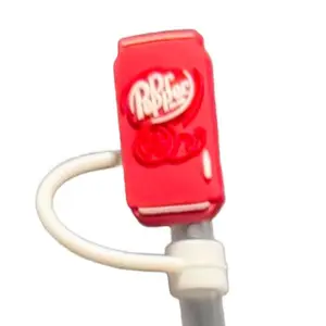 Dr Pepper Drinkware Accessories - Red Can 8mm straw topper.  Fits 20oz tumbler straw. Beverage trendy water Grip Drinking Fitting Secured
