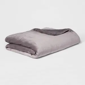 55"x80" 18lbs Micro Plush Weighted Blanket with Removable Cover Gray - Threshold: Glass Beads, Piping Trim, OEKO-TEX Certified