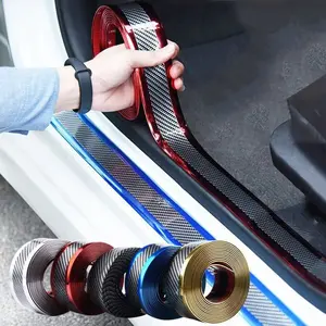 Carbon Fiber Car Bumper Car Threshold Protection Strip Scratch proof Protective Sticker Door Anti stepping Protection Strip Can Prevent Up and Down Stepping Wear and Scratches Simple Installation To Fit The Body Arc Suitable for Most Automotive Films