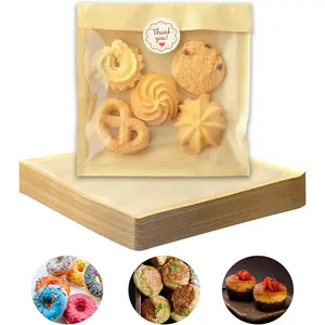 100 count Cookie Packaging Bags with Seal,  5.7x6.5 Inch Baked Goods Packaging with Window, Heat Sealable &  Resistant Individual Cookie Bags Sleeves for Brownie, Donut, , Cake Scone
