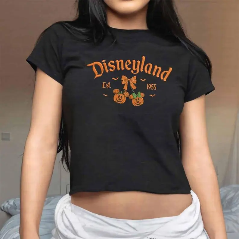 Halloween Baby Tee, Embroidery WDW Crop Tank, Halloween Lace Trim Tank Top, Girls Trip