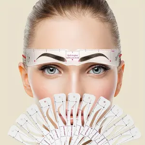 Eyebrow Template, 12-Piece Set Eyebrow Trimming Tool, Reusable Band Eyebrow Template, 3 Minutes Makeup Tools Equipped with Elastic Fixing Band, Exquisite Beauty Eyebrow Tool