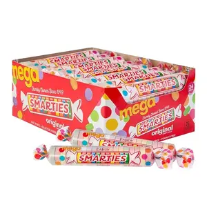 Smarties Candy Mega Rolls - Gluten & Vegan Free - Assorted Flavor Treat - Peanut Free Plant Derived Ingredients - Ideal Halloween Candy - Individually Wrapped Bulk Candy - 54oz Box (Pack of 1)