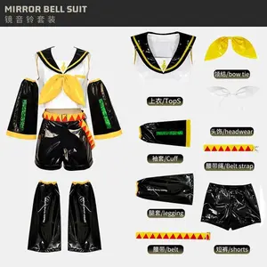 Kagaminee Rin Len Cosplay Top Shorts Set Anime Character Outfit Costume for Fans And Cosplayers