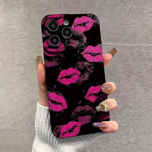 Lip Pattern Aesthetic Phone Case, Anti-drop Durable Cellphone Smartphone Protective Case, Total Protective Shockproof Mobile Phone Cover Casing for iPhone 11 12 13 14 15 16 Pro Max