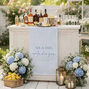 Personalized Linen striped bar & event Sign, Wedding, Birthday, Anniversary custom name bar wedding sign, Elegant Wedding Reception Decor