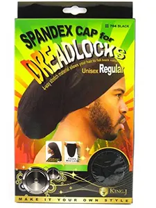 King.J Regular Size Unisex Spandex Cap For Dreadlocks - Various Color Protective Headwear Workouts Sleeping Black Hair Cap