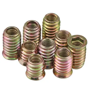 M6 Carbon Steel Threaded Insert with Flanged Hex Drive Nut, Zinc Alloy & Carbon Steel Fastener for DIY Furniture Assembly