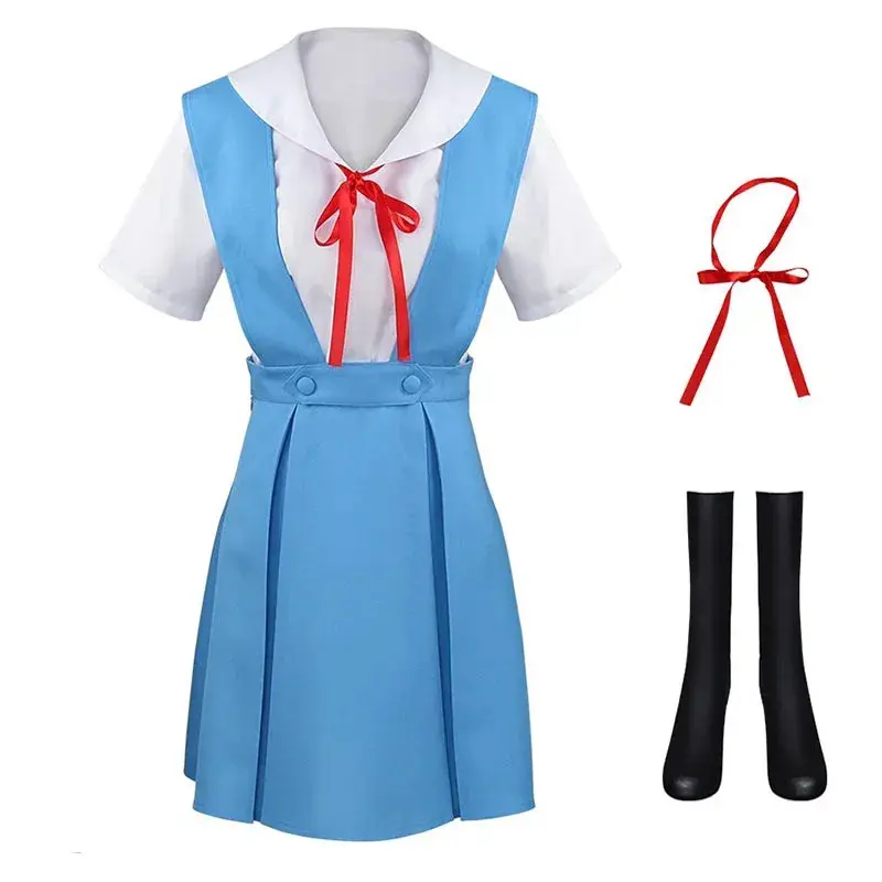 Ayanami Rei Cosplay Dress with Socks Asuka Langley Sohryu School uniform Ayanami Rei Outfits  for Anime Comic Con Asuka cosplayHalloween Party