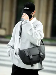 Large Capacity Men's Jiaozi Bag, Single Shoulder Crossbody Bag, Waterproof Material, Fashionable European Style, Durable for Travel and Sports