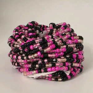 Pink Night waist beads (tie-on 50 inch)
