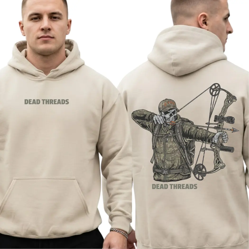 Bow Hunting Hoodie, Skull Archer Hunting Hoodie, Compound Bow Graphic Hoodie, Archery Hunter Gift for Men Women - By Thanya LLC