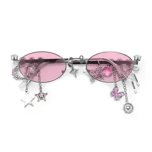 Unisex Slim Oval-Shape Star-Frame Sunglasses with High-Definition UV Protection