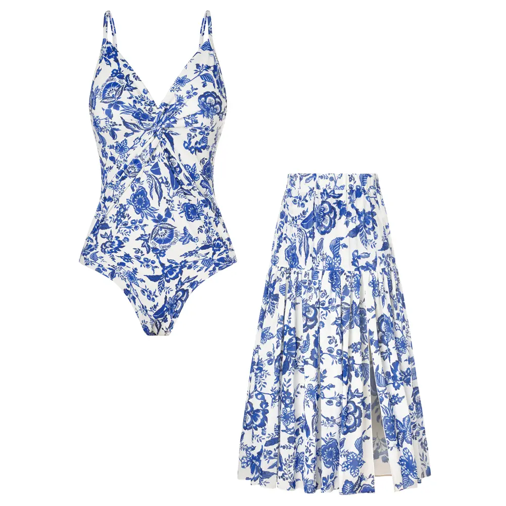 White with Blue Floral