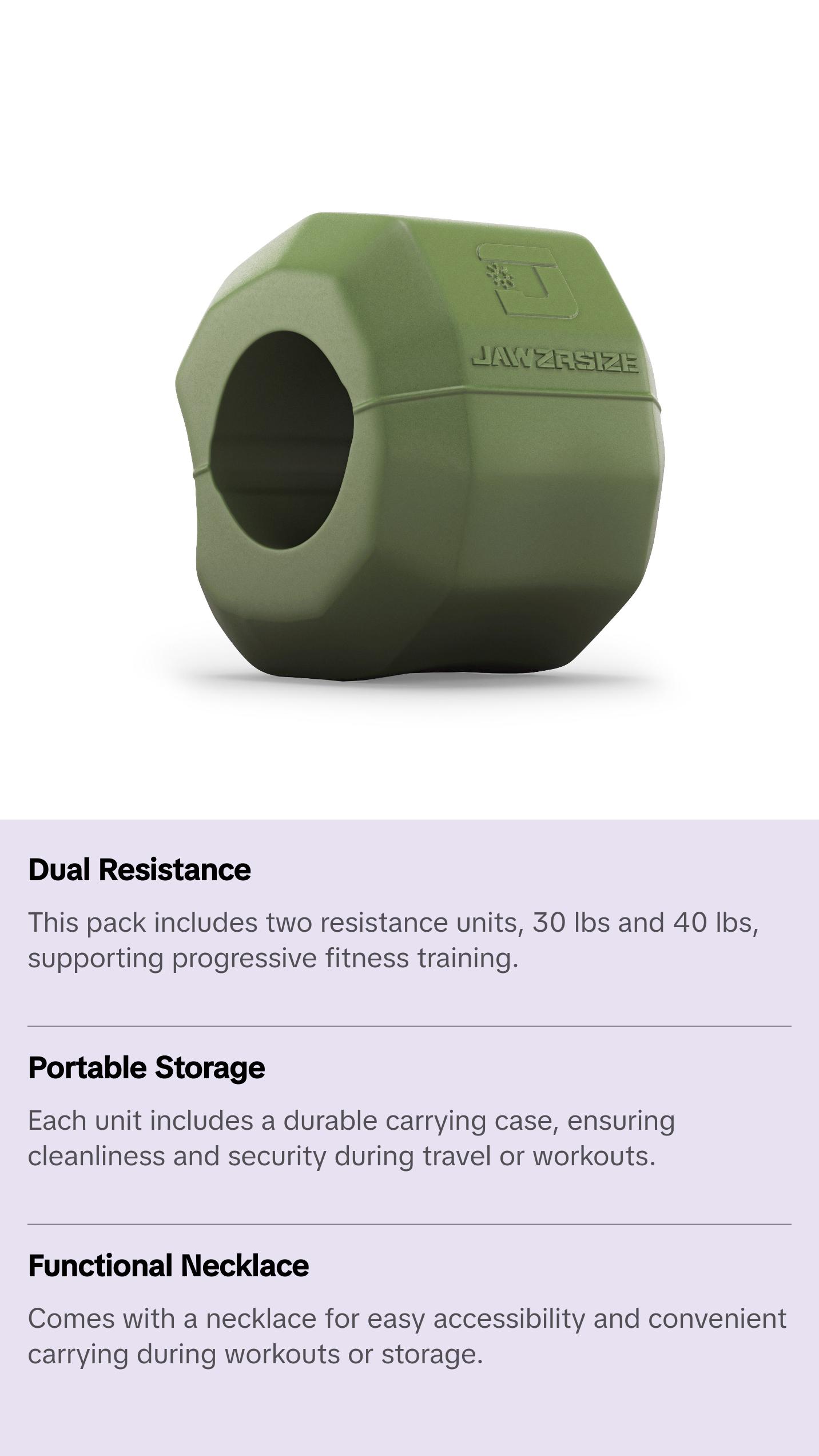 Jawzrsize Jaw Exerciser for Men - Pop N Go Guys Pack Intermediate Green and Advanced Green Jaw Trainer, Jaw Clenching Relief, Jawline Shaper and Neck Exerciser