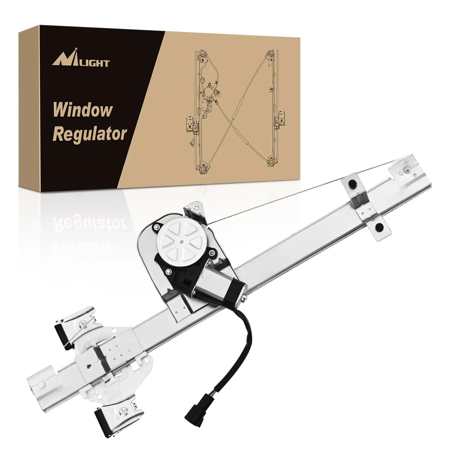 Nilight Sturdy Durable ABS Power Window Regulator Set with Copper Motor - Rear Passenger (Right) Side, DIY, Original Fit, Plug&Play for Chevrolet Silverado, GMC Sierra 1500/2500 HD/3500 HD 2007-2013, 741-389