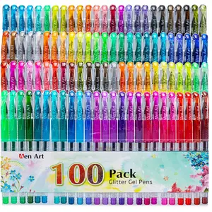 Art Glitter Gel Pens, 100 Color Glitter Pen Set for Making Cards, 30% More Ink Neon Glitter Gel Marker for Adult Coloring Books, Journaling Crafting Doodling Drawing